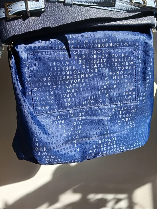 Kate Spade- Navy Blue/Light Blue-Two-toned-Pebbled Leather-Crossbody Bag - Picture 3 of 15